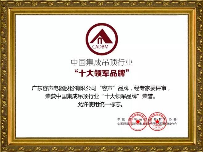 中國(guó)集成吊頂行業(yè)“十大領(lǐng)軍品牌”